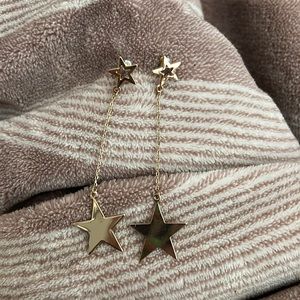 Gold Star Dangly Earrings